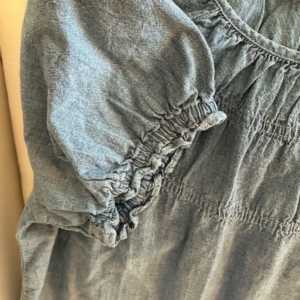 Madewell Denim Puff-Sleeve Top- NWT - Picture 6 of 7